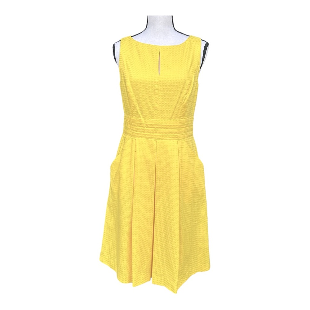 Lauren Ralph Lauren Women’s Yellow Key Hole‎ Sleeveless Dress Pocket Cotton Sz 6